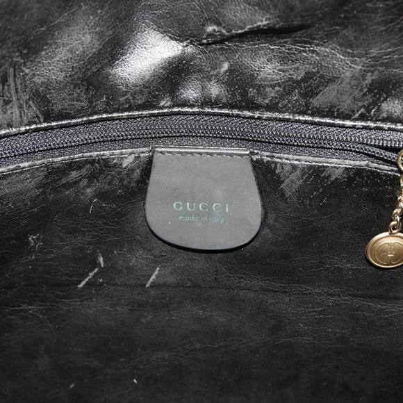 GUCCI Bamboo Hand Bag Suede 2way Black Auth ar9709B - Picture 9 of 16